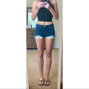 American Eagle Lace Pockets Shortie Jean Shorts